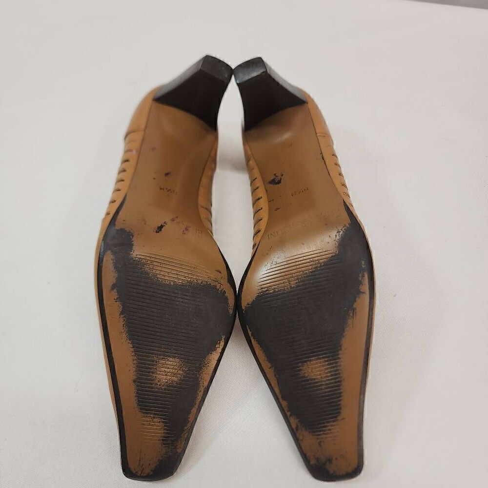 Enzo Angiolini Size 8.5 Tan Leather Square Toe Pump Heels L - Picture 11 of 12